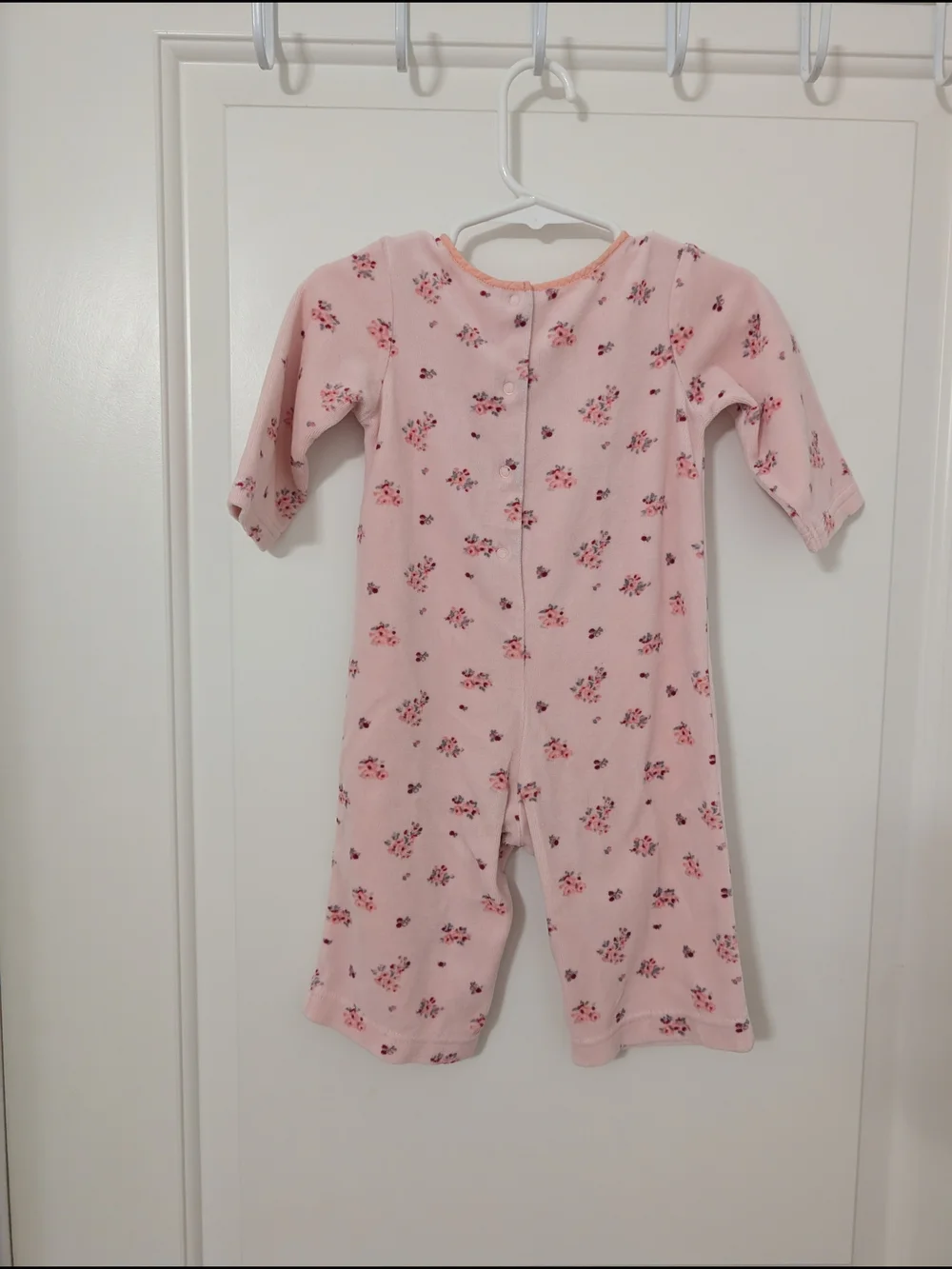 Gymboree Holiday Friends Pink Floral Velour Romper 6-12 Months